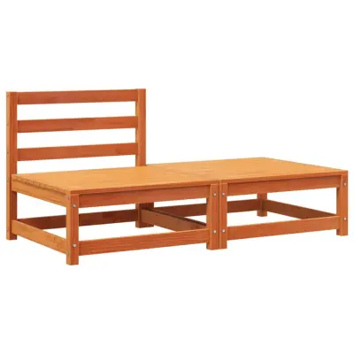 Vrtni kavč - Zunanji kavč brez naslonjal s stolčkom za noge trdna borovina