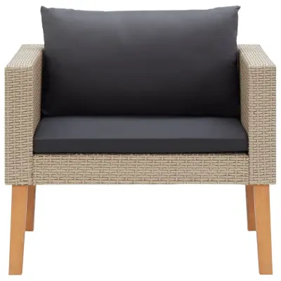 Enojni vrtni kavč - Zunanji kavč z blazinami poli ratan bež