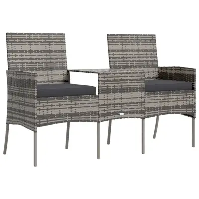 Vrtni kavč - Zunanji kavč dvosed s čajno mizico poli ratan antraciten