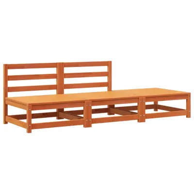 Vrtni kavč - Zunanji kavč brez naslonjal s stolčkom za noge trdna borovina