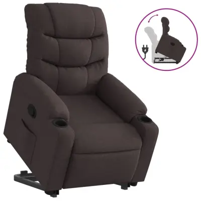 Naslanjač - Relax naslanjač s funkcijo vstajanja temno rjavo blago