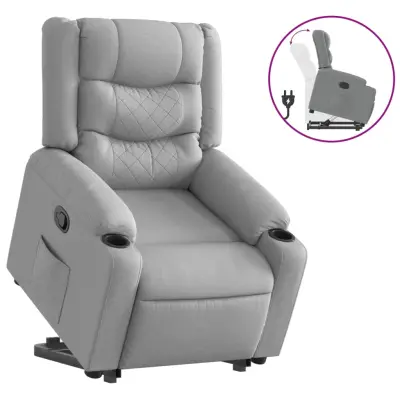 Naslanjač - Relax naslanjač s funkcijo vstajanja svetlo sivo blago