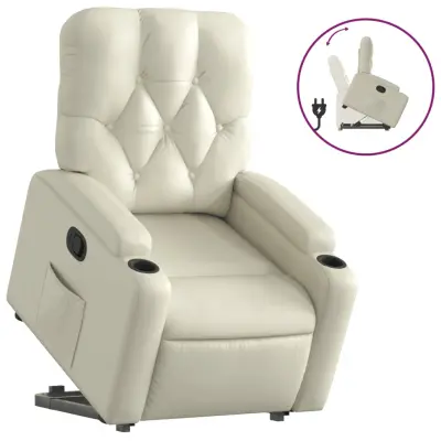 Naslanjač - Relax naslanjač s funkcijo vstajanja krem umetno usnje