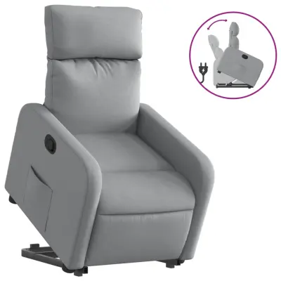 Naslanjač - Relax naslanjač s funkcijo vstajanja svetlo sivo blago