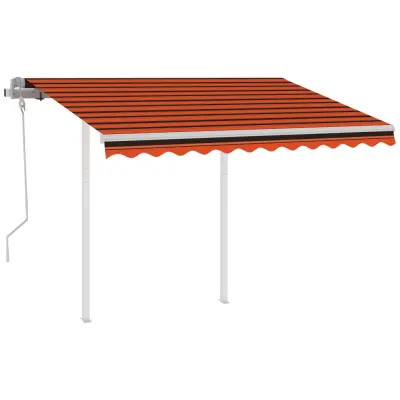 Ročno zložljiva tenda - Senčniki s stebrički 3,5x2,5 m oranžna in rjava