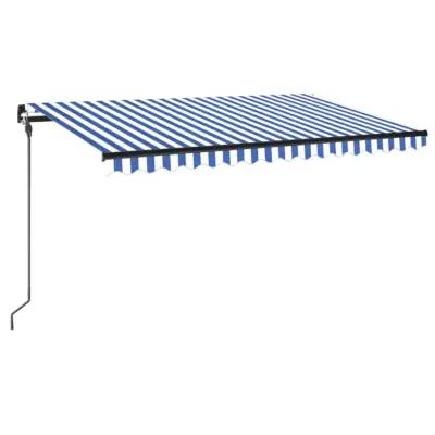 Ročno zložljiva tenda - Senčniki z LED lučmi 400x300 cm modra in bela