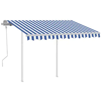 Ročno zložljiva tenda - Senčniki s stebrički 3,5x2,5 m modra in bela
