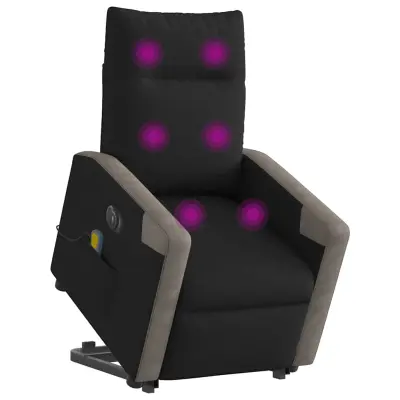 Električni masažni naslanjač - Relax naslanjač s funkcijo vstajanja črn