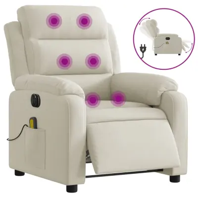 Električni masažni naslanjač - Relax naslanjač krem žamet