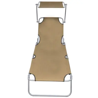 Zložljiv Ležalnik - Sončna ležalnik s streho taupe aluminij
