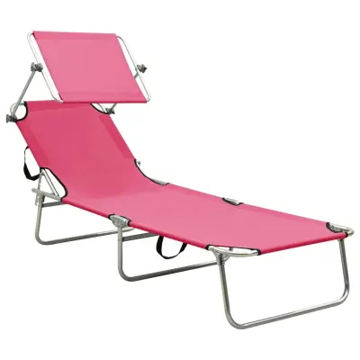 Zložljiv Ležalnik - Sončna ležalnik s streho jeklo magenta roza