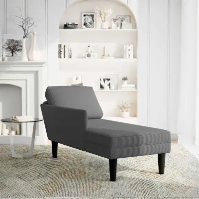 Chaise Lounge z blazino Temno siva Corduroy tkanina