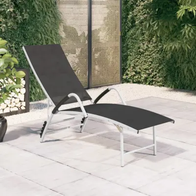 Ležalnik - Sončna ležalnik iz tekstila in aluminija črn