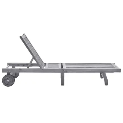 Vrtni Ležalnik - Sončna ležalnik z blazino siv trden akacijev les