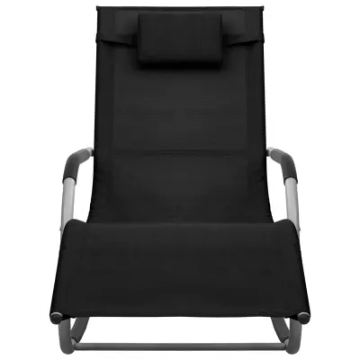 Ležalnik - Sončna ležalnik iz tekstila črne in sive barve