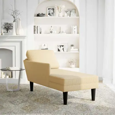 Chaise Lounge z blazino Svetlo zelena siva Corduroy tkanina