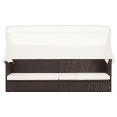 Vrtni kavč - Zunanji kavč s streho poli ratan rjav