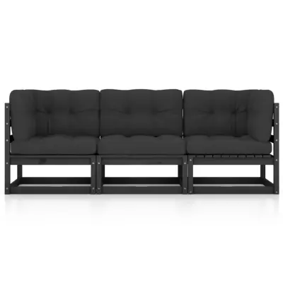 Vrtni kavč - Zunanji kavč trosed z blazinami trdna borovina