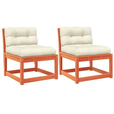 Vrtni kavč - Zunanji kavč z blazino 2 kosa voščeno rjava trdna borovina