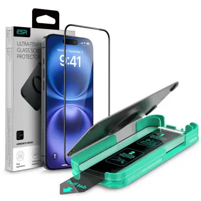 ESR ARMORITE KALJENO STEKLO ZA IPHONE 16 ČRNA ZAŠČITNA FOLIJA