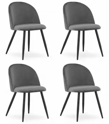 Stol BELLO - temno siv žamet / črne noge x 4