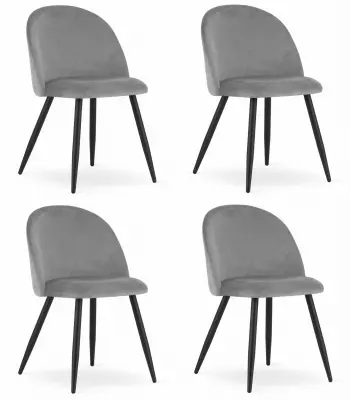 Stol BELLO - svetlo siv žamet / črne noge x 4