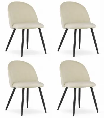 Stol BELLO - bež žamet / črne noge x 4
