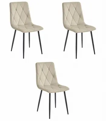 Stol LIBRA - hladen bež žamet / črne noge x 3