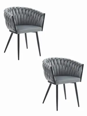 Stol ORION - žametna svetlo siva x 2