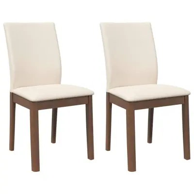 vidaXL Jedilni stoli z blazinami 2 kosa Brown Solid Wood Rubber