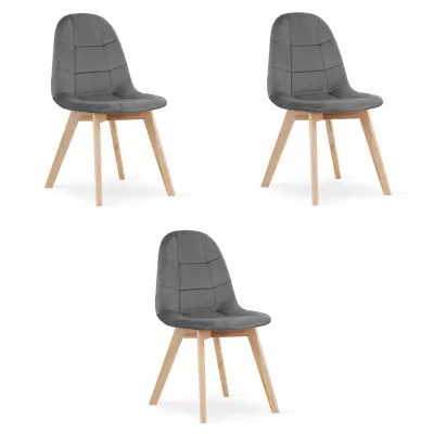 Stol BORA - temno siv žamet x 3