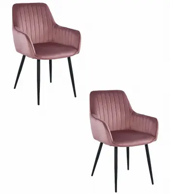 Stol SOLDEN - roza žamet / črne noge x 2