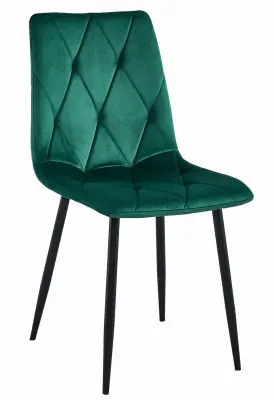 Stol LIBRA - temno zelen žamet / črne noge x 1