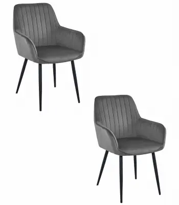 Stol SOLDEN - temno siv žamet / črne noge x 2