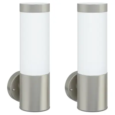 vidaXL Zunanje stenske svetilke 2 kosa Srebrno nerjaveče jeklo IP44