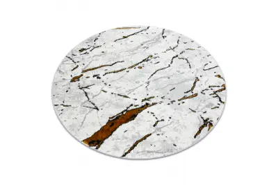 Preproga ALLURE 1963 krog Marmor - strukturna, elegantna, glamur belo / zlato cercle 100 cm