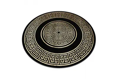 Preproga ALLURE 1968 krog Grški ključ, okvir - strukturna, elegantna, glamur črna / zlato cercle 150 cm