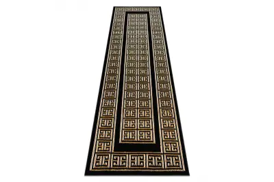 Tekač, tekač ALLURE 1968 Grški ključ, okvir - strukturna, elegantna, glamur črna / zlato 70x250 cm