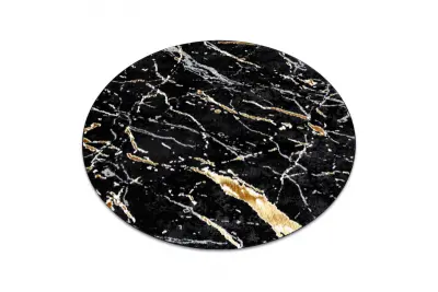 Preproga ALLURE 1963 krog Marmor - strukturna, elegantna, glamur črna / zlato cercle 200 cm