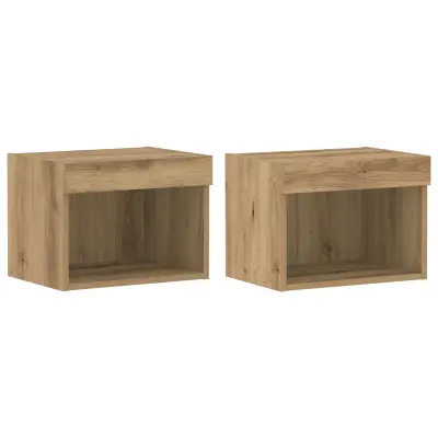 vidaXL Omare z LED lučmi 2 kosi Artisan hrast 40x30x30 cm