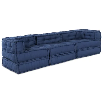 vidaXL Modularni Poufi 3 kosa Indigo Tkanina
