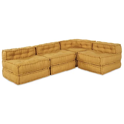 vidaXL Modularni poufi - 4 kosi, rumena tkanina