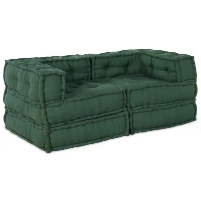vidaXL Modularna Poufa 2 kosa Zelena Tkanina