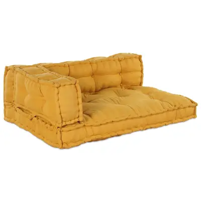 vidaXL Blazina za paletni sofa z naslonom in oporo za roke, rumena tkanina