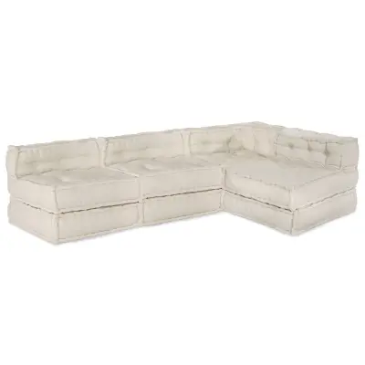 vidaXL Modularni poufi 4 kosa krem tkanina