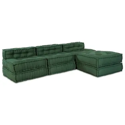 vidaXL Modularni poufi 4 kosi, zelena tkanina