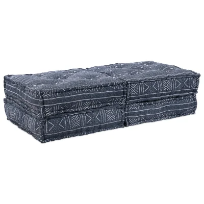 vidaXL 2-sedežni modularni pouf kavč zložljiv indigo tkanina