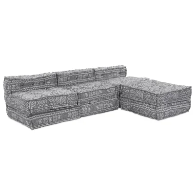 vidaXL 4-sedežni modularni pouf kavč v prenosni svetlo siv tkanini
