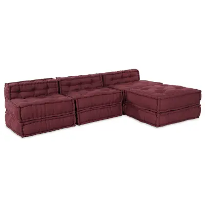 vidaXL Modularni Poufi 4 kosa Bordo Tkanina