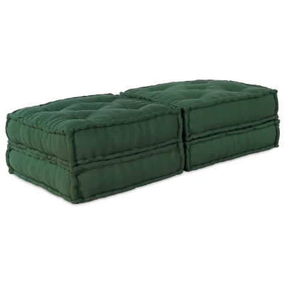 vidaXL Modularna Poufa 2 kosa Zelena Tkanina